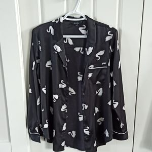Black Satin Swan Blouse